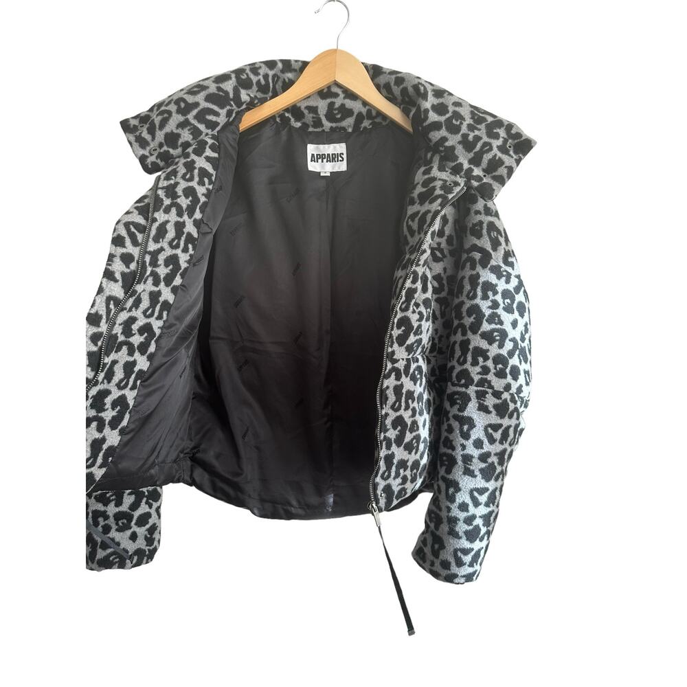 Apparis Chris Leopard Print Black Gray Puffer Jacket Size Small - Picture 7 of 10